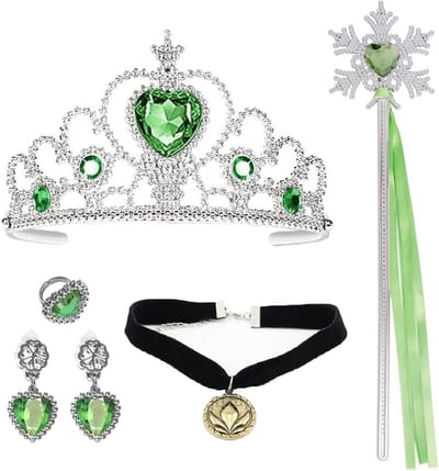 Prinsessen Kostuum voor Meisjes met Toverstaf, Kroon, Scepter en Sieraden voor Carnaval en Verjaardagsfeestjes