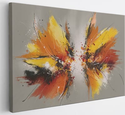 Saammp Canvas Schilderij - oranje geel - Abstract - 30x20 - Foto op canvas - Wanddecoratie - Muurdecoratie Woonkamer - Slaapkamer decoratie - Canvas Print