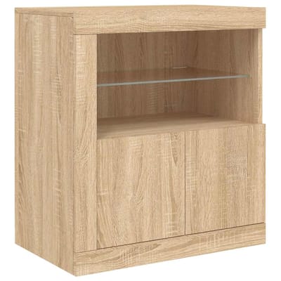 vidaXL - Dressoir - met - LED-verlichting - 60,5x37x67 - cm - sonoma - eikenkleurig