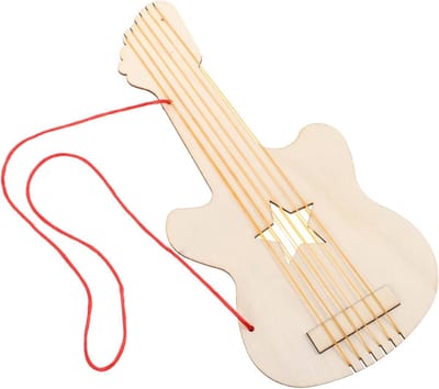 Houten Gitaar Knutselset - Muziekinstrument Knutselen - Kinderen Creatief Bezig - Zelf Te Beschilderen - 32.5 cm Lengte - Onbehandeld Hout