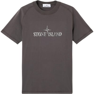 Stone Island Klassiek Logo Print Slim Fit Raglan Korte Mouw T-shirt Heren Tops Antraciet K1S152100020S0081-V0065 S black