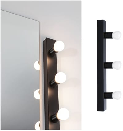 Set LED-spiegellamp Regula II Inclusief fluorescentielampen 3-vlammig IP44 E14 2700K 3x470lm 230V 3x4,5W dimbaar Zwart, Opaal
