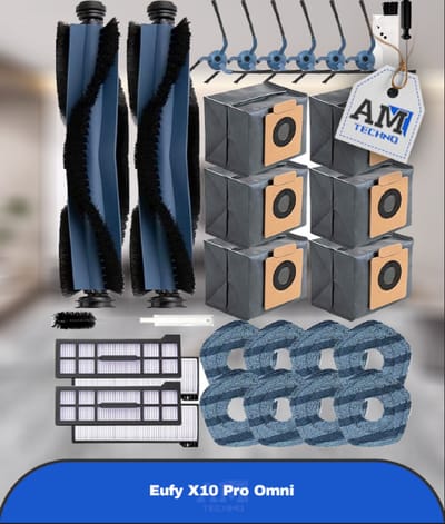 29-delige accessoireset voor Eufy X10 Pro Omni robotstofzuiger, 2 rolborstels, 6 zijborstels, 6 stofzakken (actieve kool), 4 HEPA-filters, 8 reinigingsdoeken, 2 reinigingsborstels, 1