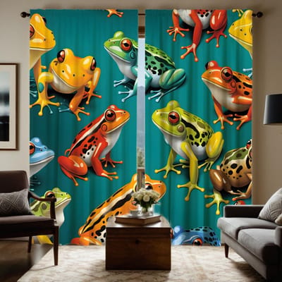 2 stuks HD schattige cartoon kikker decoratieve gordijn Groene bindband digitaal bedrukt gordijn Huisdecoratie stijl decoratie woonkamer b W52H63inchW132H160cm brown
