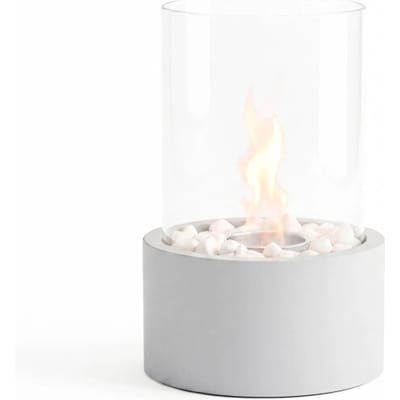Housevitamin Bio Ethanol Tafelhaard - Rond - Rookvrij - Grijs - 18x18x26,5cm - Voor Binnen & Buiten - Met Sierstenen & Vuurdover