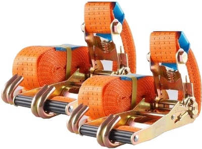 2x professionele ratelsjorband Spanband 2-delig 5m 4t 4tot 4000kg TÜV/GS ORANJE