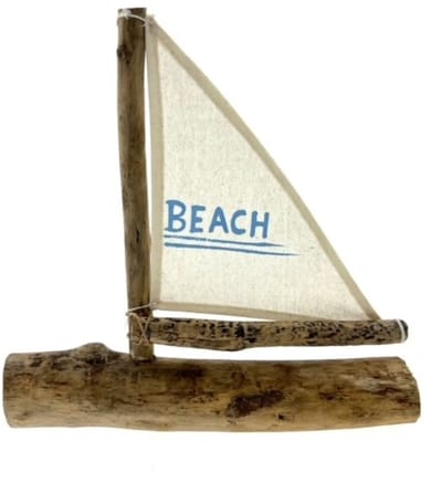 Boot drijfhout Beach met linnen zeil