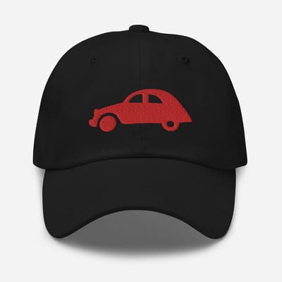 De2pktjes - Rood geborduurde pet (voor en achter) Citroën 2CV - Zwart