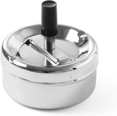 HENDI Asbak met drukknop – verchroomd metaal – Ø90x(H)45mm – niet vaatwasserbestendig