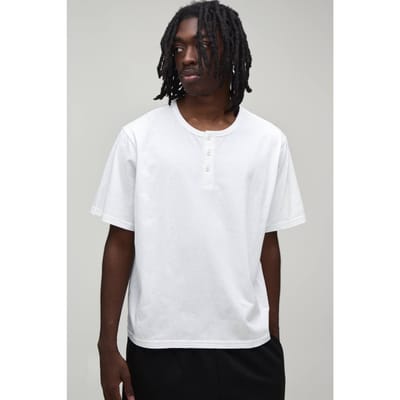 Basic Henley T-shirt Met Relaxed Fit | White | Size XS