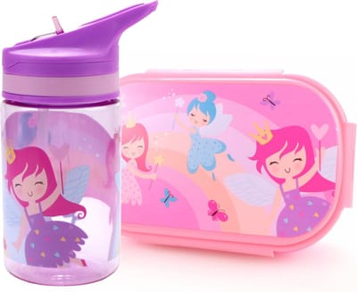 Fairy – Elfjes lunchset broodtrommel + kunststof drinkfles Paars | Lunchbox kinderen LS26