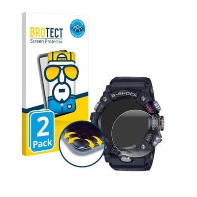 BROTECT - Screenprotector voor Casio G-Shock Mudmaster GG-B100-1AER - Folie Beschermfolie transparant volledig dekking - 2 Stuks