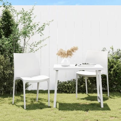 Tuinstoelen stapelbaar - Terrasstoelen buiten - Buiten zitten - Ergonomische rugleuning - 50 x 46 x 80 cm - Wit