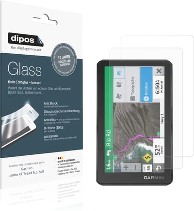 dipos – 2x Matte Pantserfolie geschikt voor Garmin zumo XT Tread 5,5 Zoll | 9H Screenprotector