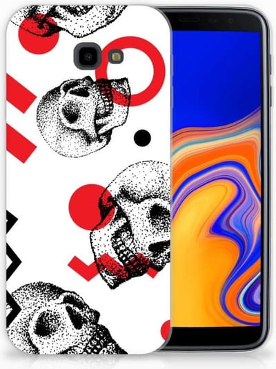 Silicone Back Case Samsung Galaxy J4 Plus (2018) Skull Red