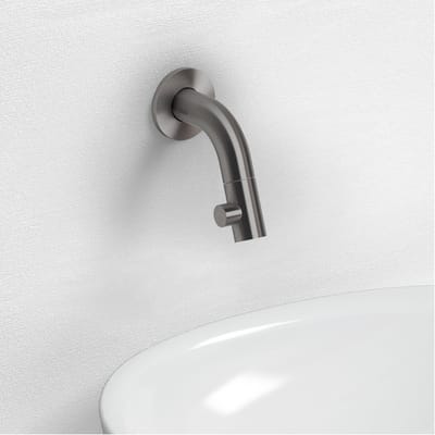 Clou Kaldur fonteinkraan, korte uitl., wandm., gunmetal geb. PVD