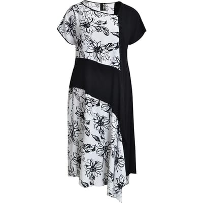 Asymmetrische bloemenjurk vrouw Mat Fashion