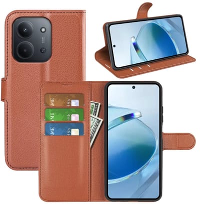 MobyDefend Hoesje - Geschikt voor Xiaomi Redmi 15C 5G - Kunstleren Wallet Book Case (Sluiting Voorkant) - Bruin