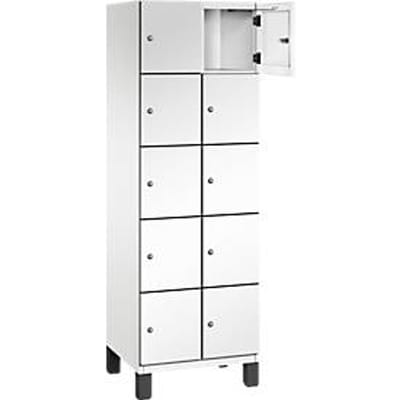 C+P Cambio lockerkast, 2 vakken, 10 vakken, op poten, B 600 x D 525 x H 1980 mm, verkeerswit
