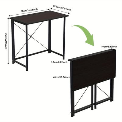 opvouwbaar bureau- Computertafel Opklapbaar- 80x45x75cm- Ruimtebesparend Kleine Opklaptafel voor Thuis en Kantoor-(ZWART).