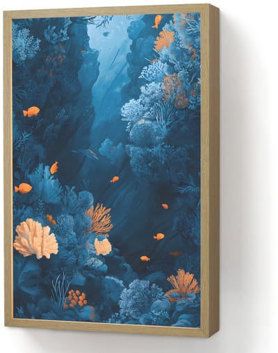 Wandlamp 40x60 cm - Oplaadbaar - Koraalrif - Vissen - Oceaan - Blauw - Wandlampen binnen woonkamer - Slaapkamer lamp - Decoratieve nachtlamp - Vloerlamp draadloos