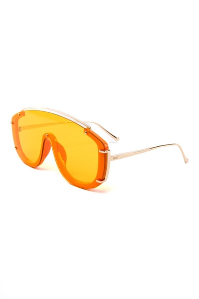 KIMU® Zonnebril Designer - Oranje Montuur - Oranje Glazen - Bril Luxury Hexagon Rave Ravebril Holland Nederland Koningsdag Festival