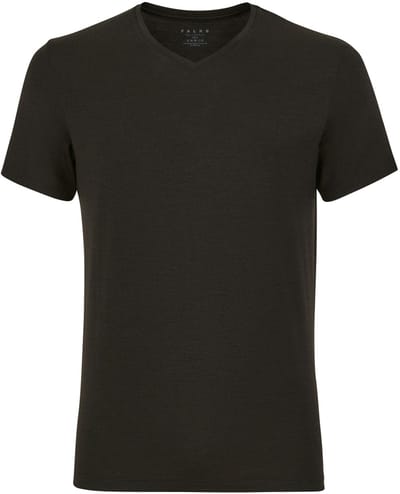 FALKE Daily ClimaWool V Neck sneldrogend wol lyocell top van onderlaag heren zwart - maat M