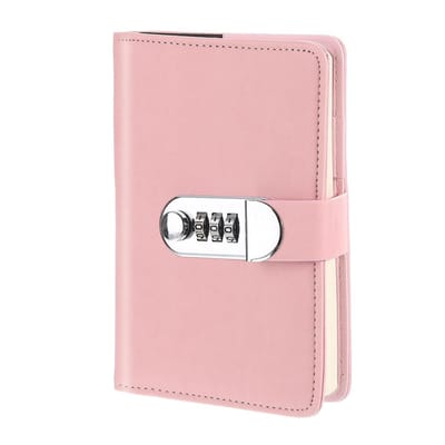 Daity A6-dagboek met slot – Schattig leren notitieboek/planner – 128 pagina's – Inclusief penhouder & kaartvakjes – Waterbestendig & duurzaam – Roze – Ideaal cadeau voor vrouwen
