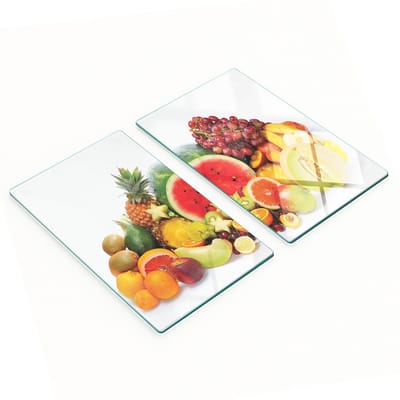 Multifunctionele decoratieve glazen borden met fruitprint 2x30x52 cm
