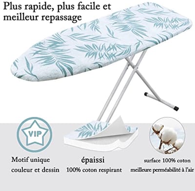 Strijkplankhoes tot 140 x 45 cm - Machinewasbaar, Extra Dikke Katoenen Bekleding met Klittenbandsluiting