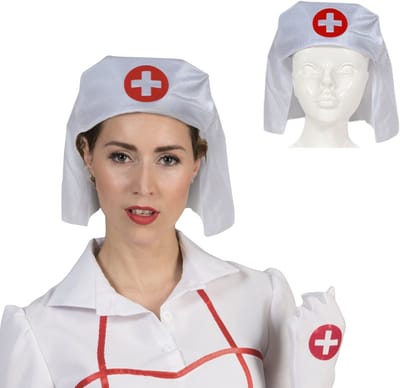 Funny Fashion Zuster / verpleegster kapje / hoedje - 2x - wit - rood kruis - carnaval verkleed accessoire