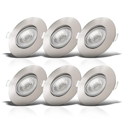 B.K.Licht - Inbouwspots - LED - 6 stuks - voor binnen - spotjes inbouw - kantelbaar - IP23 - Ø9cm - 3.000K - 480Lm - 4.9W - zilver