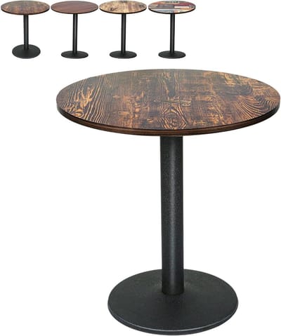 Ronde Eettafel - Keukentafel Bistrotafel - Gezellig Tafelen - Ruimtebesparende Monopoot - 70 x 72 cm - Bruin Zwart