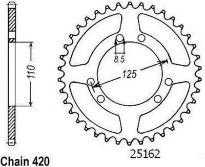 Couronne de transmission pour moto Suzuki 50 RMX 50 dents pas 420 Neuf