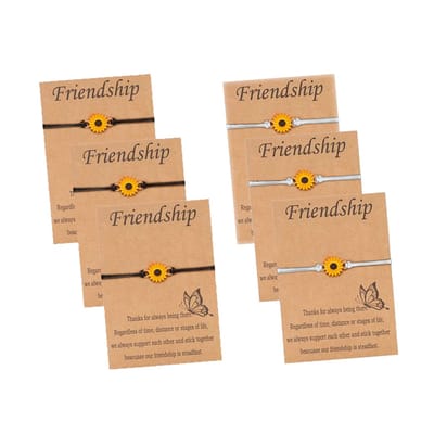 Bixorp Friends Vriendschapsarmbandjes voor 6 met Zonnebloem Wit & Zwart Bandje - BFF Armband Meisjes - Best Friends Armband Vriendschap Cadeau voor Zes