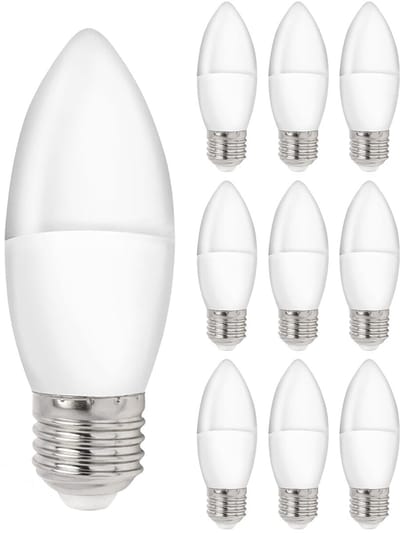 Spectrum LED Kaarslamp E27 - 1W - 230V - 90 Lumen - 3000K Warm Wit - Ø37mm - Voor Kroonluchter, Wandlamp of Sfeerverlichting - 10 stuks