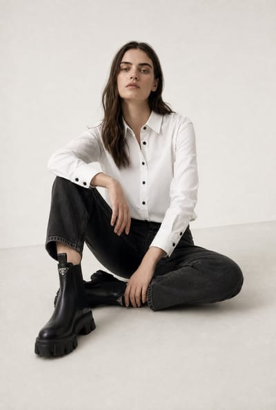Lex Oxford poplin blouse | White - White / S