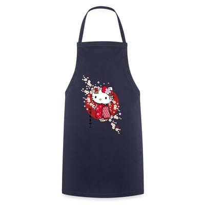 Hello Kitty In Een Rode Kimono En Kersenbloesems Keukenschort