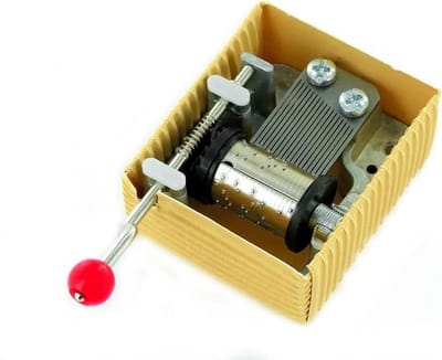Muziekdoosje met zwengel - Speeldoosje karton - Melodie afspelen - 18-tonig mechanisme - 5 x 4 x 2.5 cm - Bruin