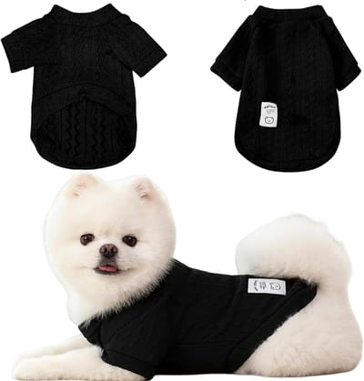 Dikke Turtleneck Sweater voor Kleine en Middelgrote Honden en Katten - Winterkleding voor Chihuahua's en Yorkies in Zwart (M)