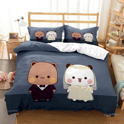 Schattig Bubu Dudu Cartoon Beer Panda Dekbedovertrek kawaii Beddengoedsets Zacht Dekbedovertrek en Kussenslopen Eenpersoons_Tweepersoons_Queen_King Kind 70x133cm 2pcs beige