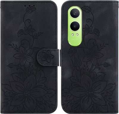 Coverup Hoesje - Geschikt voor OnePlus Nord CE4 Lite 5G Hoesje - Coverup Bloemen Book Case - Zwart