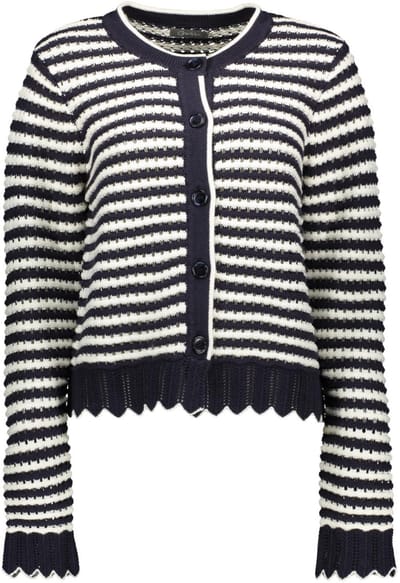 Geisha blauwe dames vest   Ronde hals   Regular fit   Streep patroon   Lange mouw Blauw M