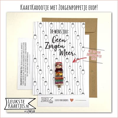 Kaartkadootje -> Zorgenpoppetje / Worry Doll - No:03 (Geen zorgen meer-Ovaaltjes met bloemetje) - LeuksteKaartjes.nl by xMar