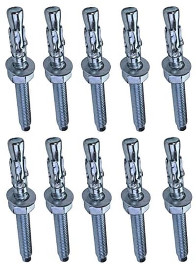 Set van 10 Ankerbouten met lange Schroefdraad - M8 x 80 mm - voor Beton en Massief Materiaal