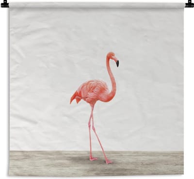 Wandkleed Animalprintshop - Flamingo dierenprint kinderkamer Wandkleed katoen 60x60 cm - Wandtapijt met foto