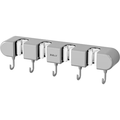 Bezem Mop Houder Met Haken Muur Gemonteerde Bezem Opbergrek Zonder Boren Zelfklevende Keuken Organizer Multifunctionele Houder