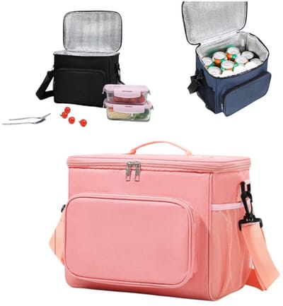 Geïsoleerde lunchtas – Herbruikbare lunchbox – Draagbare, zachte koeltas – Lekvrij ontwerp – Met verstelbare schouderband – Koeltas met grote inhoud – Picknicktas – Thermotas – Ideaal voor volwassenen (werk/picknicks) – 26 x 24 x 17 cm