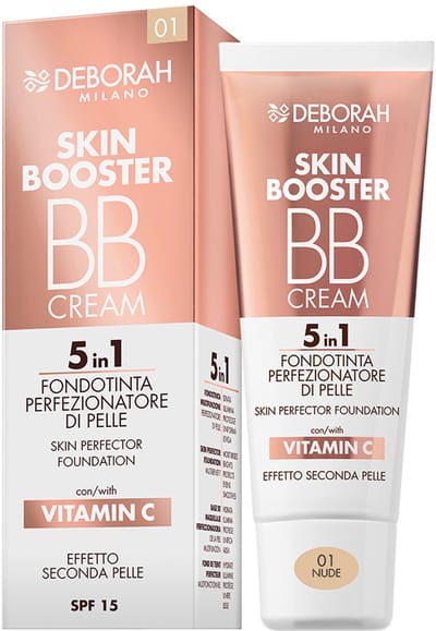 Deborah Milano Skin Booster, BB cream, 30 ml, Vrouwen, Universele huid, Licht, Stralend, Hydraterend, Bescherming, Smoothing