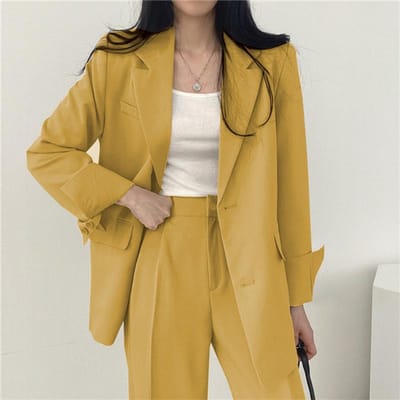 Klein Pak Retro Jas Slim Fit Mode Lente en Herfst Dames Koreaanse Top Broek Pak 3XL beige